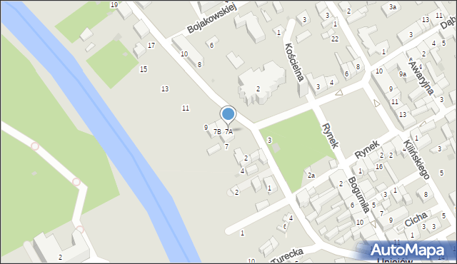 Uniejów, Kościelnicka, 7A, mapa Uniejów