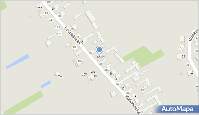 Uniejów, Kościelnicka, 90a, mapa Uniejów