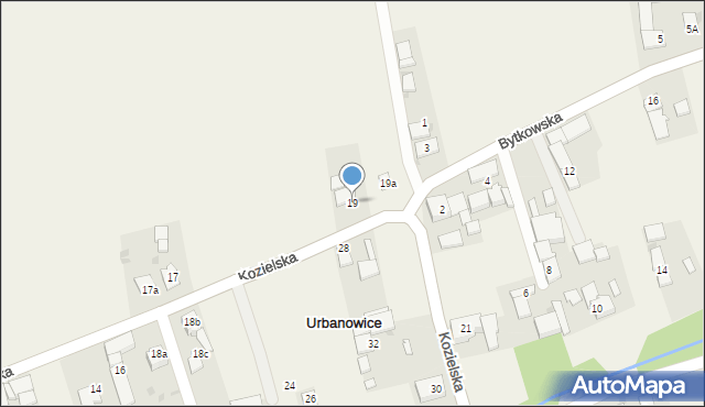 Urbanowice, Kozielska, 19, mapa Urbanowice