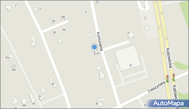 Ustroń, Komunalna, 5, mapa Ustroń
