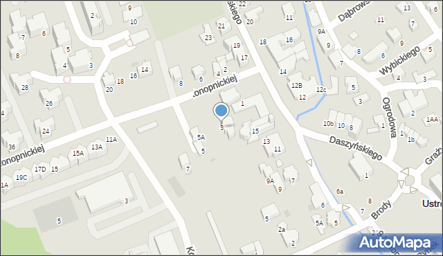 Ustroń, Konopnickiej Marii, 3, mapa Ustroń