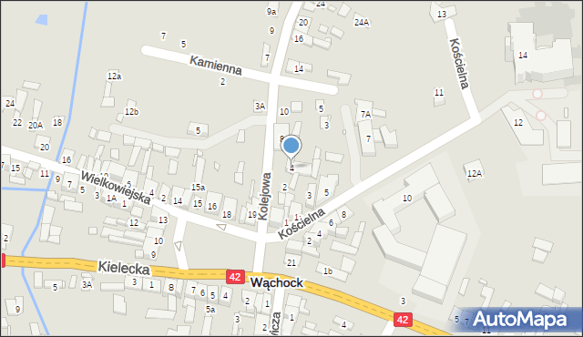 Wąchock, Kolejowa, 4, mapa Wąchock