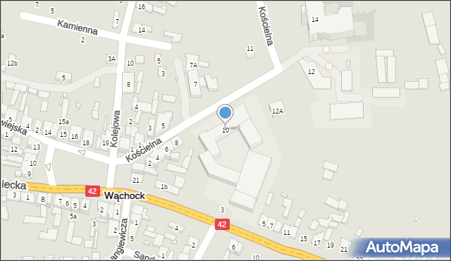 Wąchock, Kościelna, 10, mapa Wąchock