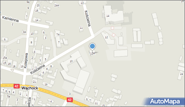 Wąchock, Kościelna, 12A, mapa Wąchock