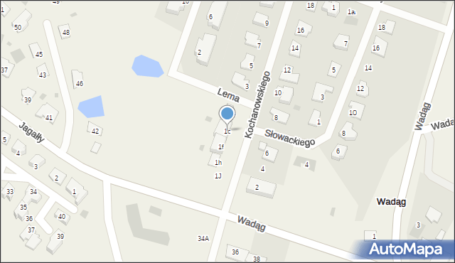 Wadąg, Kochanowskiego Jana, 1c, mapa Wadąg