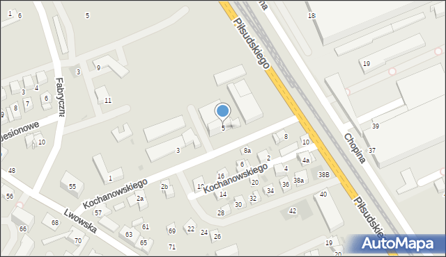 Wadowice, Kochanowskiego Jana, 5, mapa Wadowice