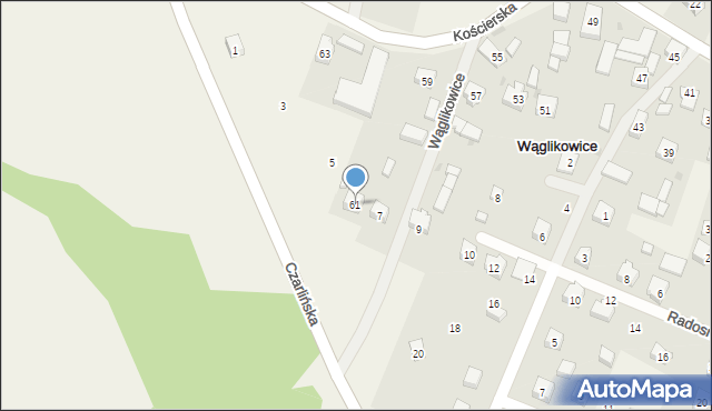 Wąglikowice, Kościerska, 61, mapa Wąglikowice