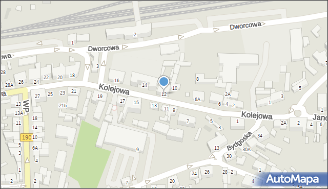 Wągrowiec, Kolejowa, 12, mapa Wągrowiec