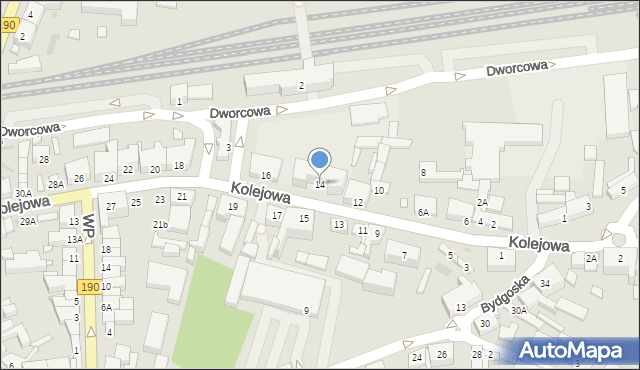 Wągrowiec, Kolejowa, 14, mapa Wągrowiec