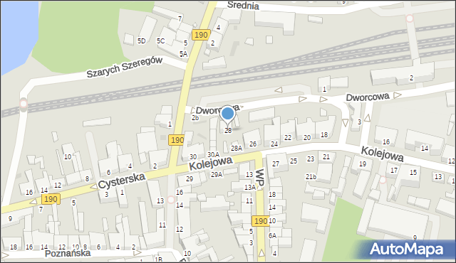 Wągrowiec, Kolejowa, 28, mapa Wągrowiec