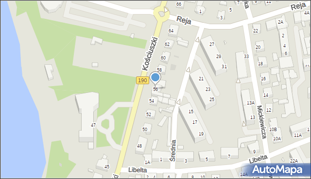 Wągrowiec, Kościuszki Tadeusza, gen., 56, mapa Wągrowiec