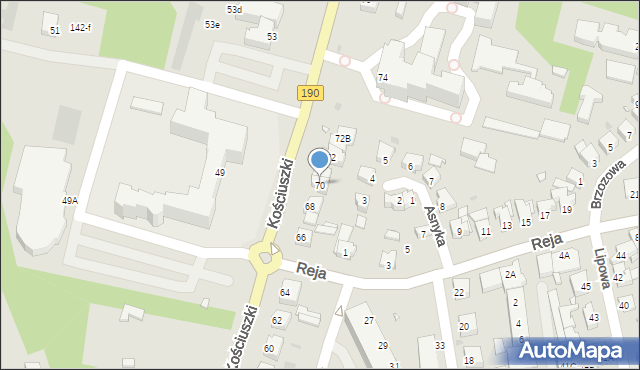 Wągrowiec, Kościuszki Tadeusza, gen., 70, mapa Wągrowiec