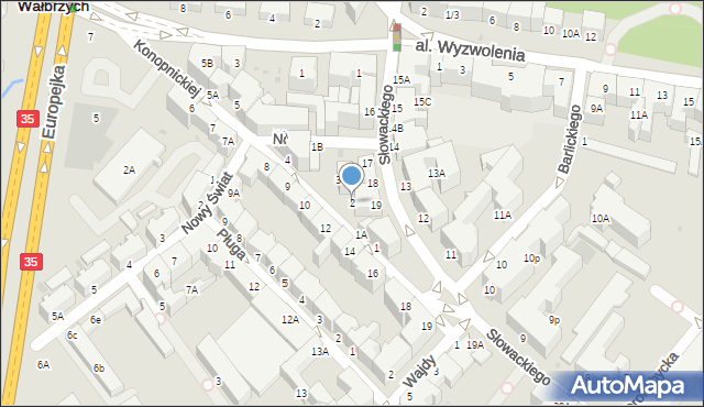 Wałbrzych, Konopnickiej Marii, 2, mapa Wałbrzycha