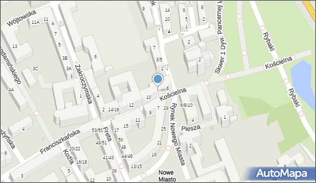 Warszawa, Kościelna, 8/8A, mapa Warszawy