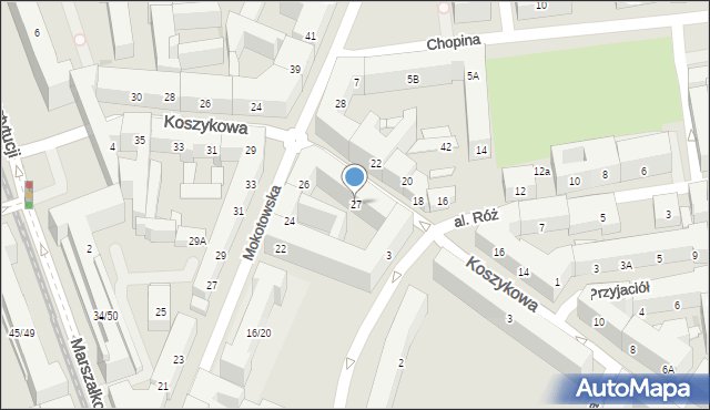 Warszawa, Koszykowa, 27, mapa Warszawy