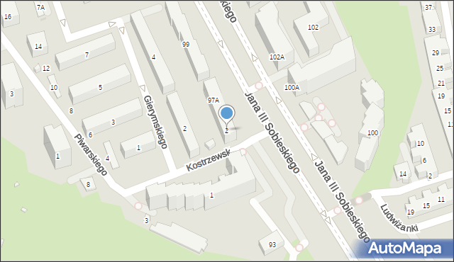 Warszawa, Kostrzewskiego Franciszka, 2, mapa Warszawy