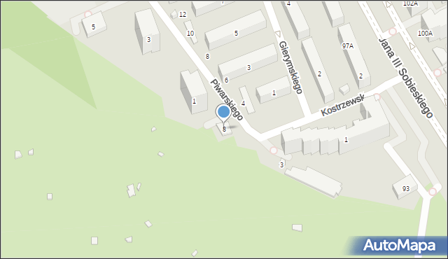 Warszawa, Kostrzewskiego Franciszka, 8, mapa Warszawy