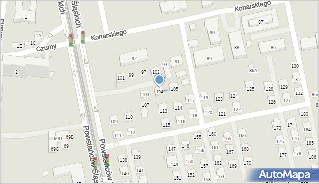Warszawa, Konarskiego Stanisława, 104, mapa Warszawy