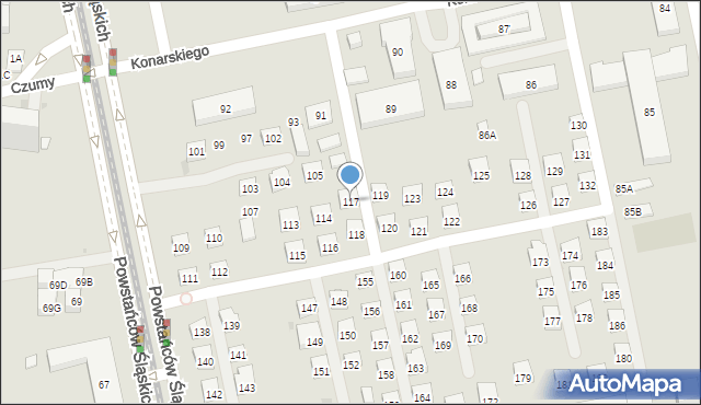 Warszawa, Konarskiego Stanisława, 117, mapa Warszawy