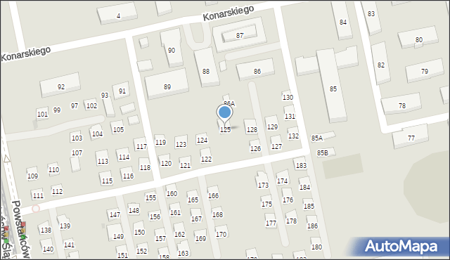 Warszawa, Konarskiego Stanisława, 125, mapa Warszawy