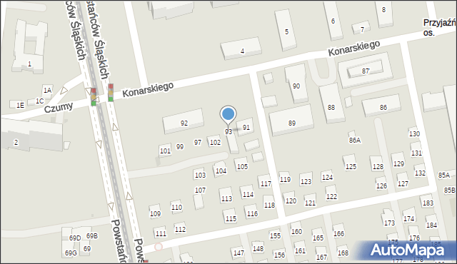 Warszawa, Konarskiego Stanisława, 93, mapa Warszawy