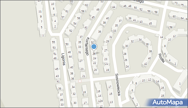 Warszawa, Korfantego Wojciecha, 26, mapa Warszawy