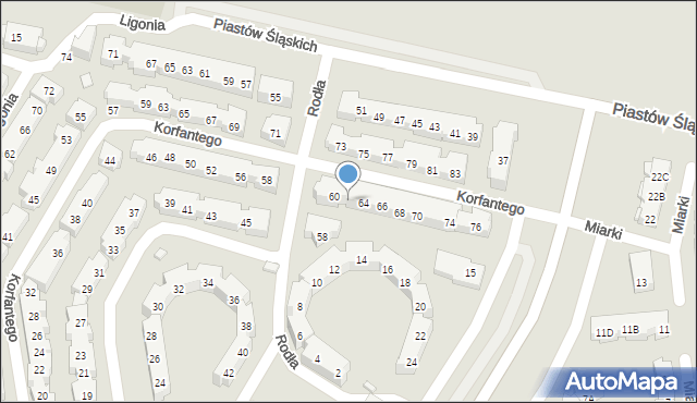 Warszawa, Korfantego Wojciecha, 62, mapa Warszawy