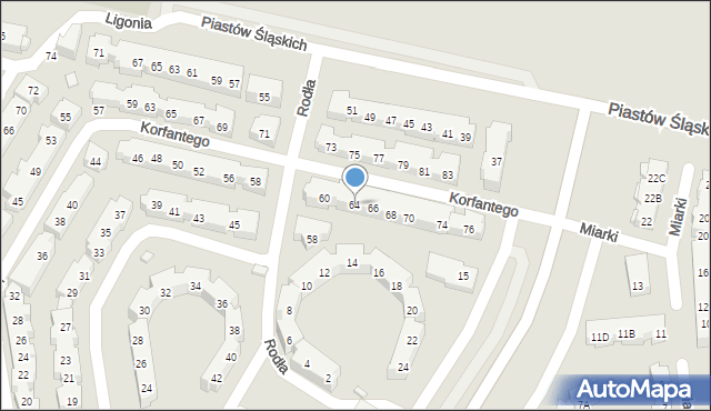 Warszawa, Korfantego Wojciecha, 64, mapa Warszawy