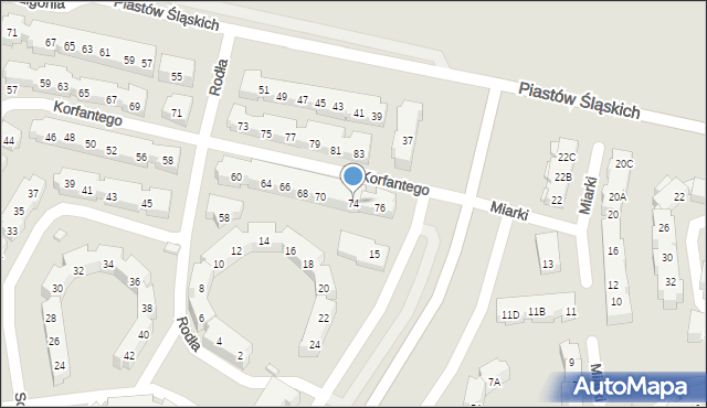 Warszawa, Korfantego Wojciecha, 74, mapa Warszawy