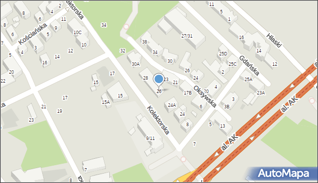 Warszawa, Kolektorska, 26, mapa Warszawy