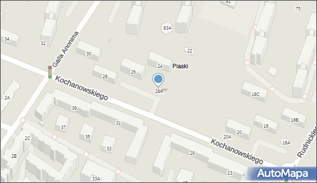 Warszawa, Kochanowskiego Jana, 24A, mapa Warszawy