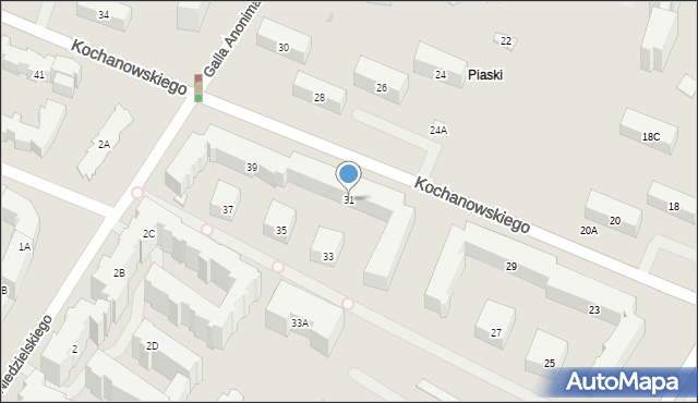 Warszawa, Kochanowskiego Jana, 31, mapa Warszawy