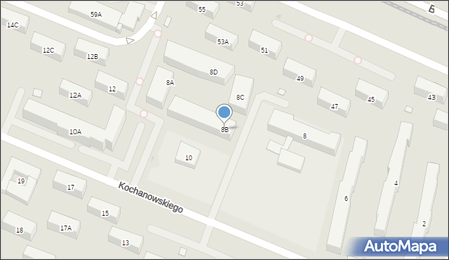 Warszawa, Kochanowskiego Jana, 8B, mapa Warszawy