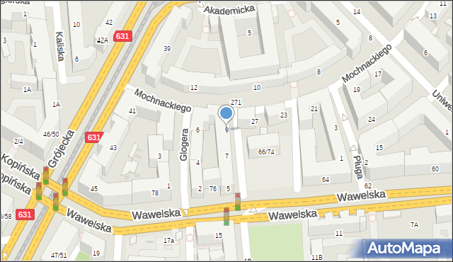 Warszawa, Korzeniowskiego Józefa, 9, mapa Warszawy