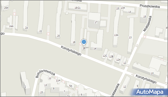 Warszawa, Korotyńskiego Władysława, 16, mapa Warszawy