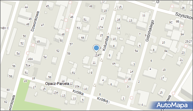 Warszawa, Kolumba Krzysztofa, 11A, mapa Warszawy