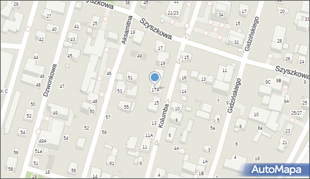 Warszawa, Kolumba Krzysztofa, 17A, mapa Warszawy