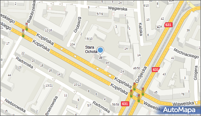 Warszawa, Kopińska, 4B, mapa Warszawy