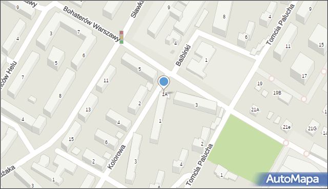 Warszawa, Kolorowa, 1A, mapa Warszawy
