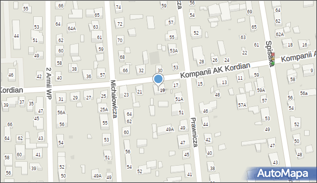 Warszawa, Kompanii AK Kordian, 19A, mapa Warszawy