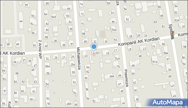 Warszawa, Kompanii AK Kordian, 21, mapa Warszawy