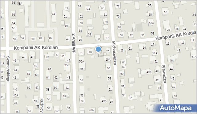 Warszawa, Kompanii AK Kordian, 27a, mapa Warszawy