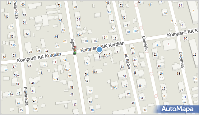 Warszawa, Kompanii AK Kordian, 9, mapa Warszawy