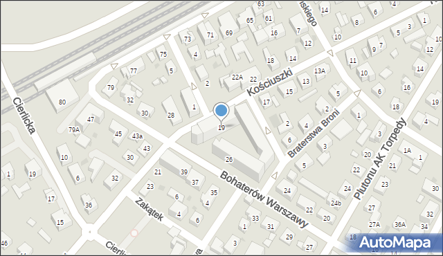Warszawa, Kościuszki Tadeusza, gen., 19, mapa Warszawy