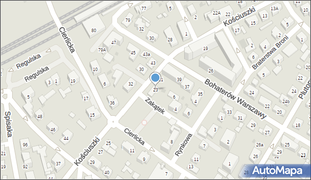 Warszawa, Kościuszki Tadeusza, gen., 23, mapa Warszawy