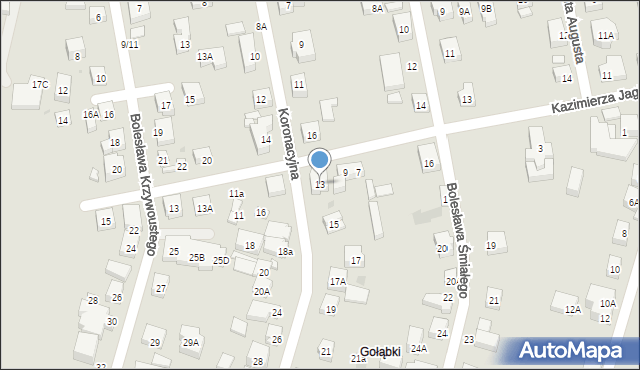 Warszawa, Koronacyjna, 13, mapa Warszawy