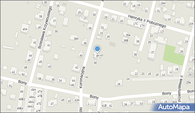 Warszawa, Koronacyjna, 37, mapa Warszawy