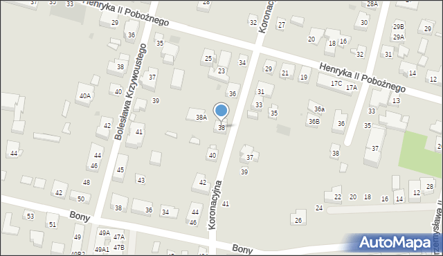 Warszawa, Koronacyjna, 38, mapa Warszawy