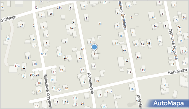 Warszawa, Koronacyjna, 9, mapa Warszawy