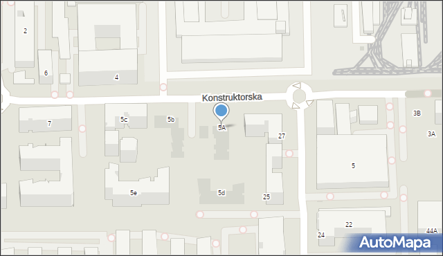 Warszawa, Konstruktorska, 5A, mapa Warszawy
